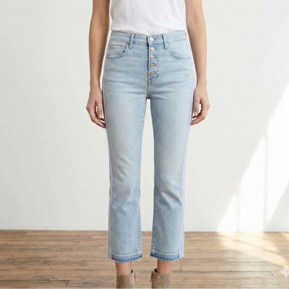 Veronica Beard Carolyn Baby Boot Kick Flare High Rise Jeans Pink Stripe Size 29